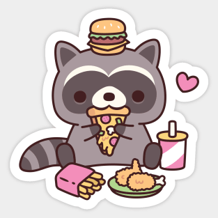 Cute Raccoon Eating Fast Food Sticker